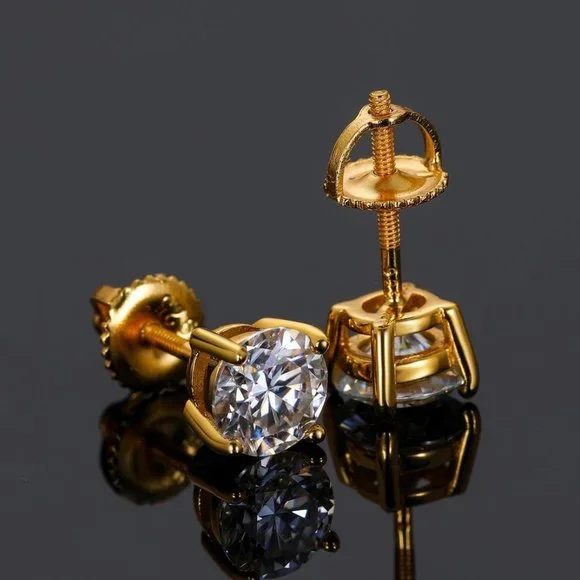 Certified 2ct. t.w. Moissanite Diamond Round Stud Earrings NEW - Picture 3 of 15